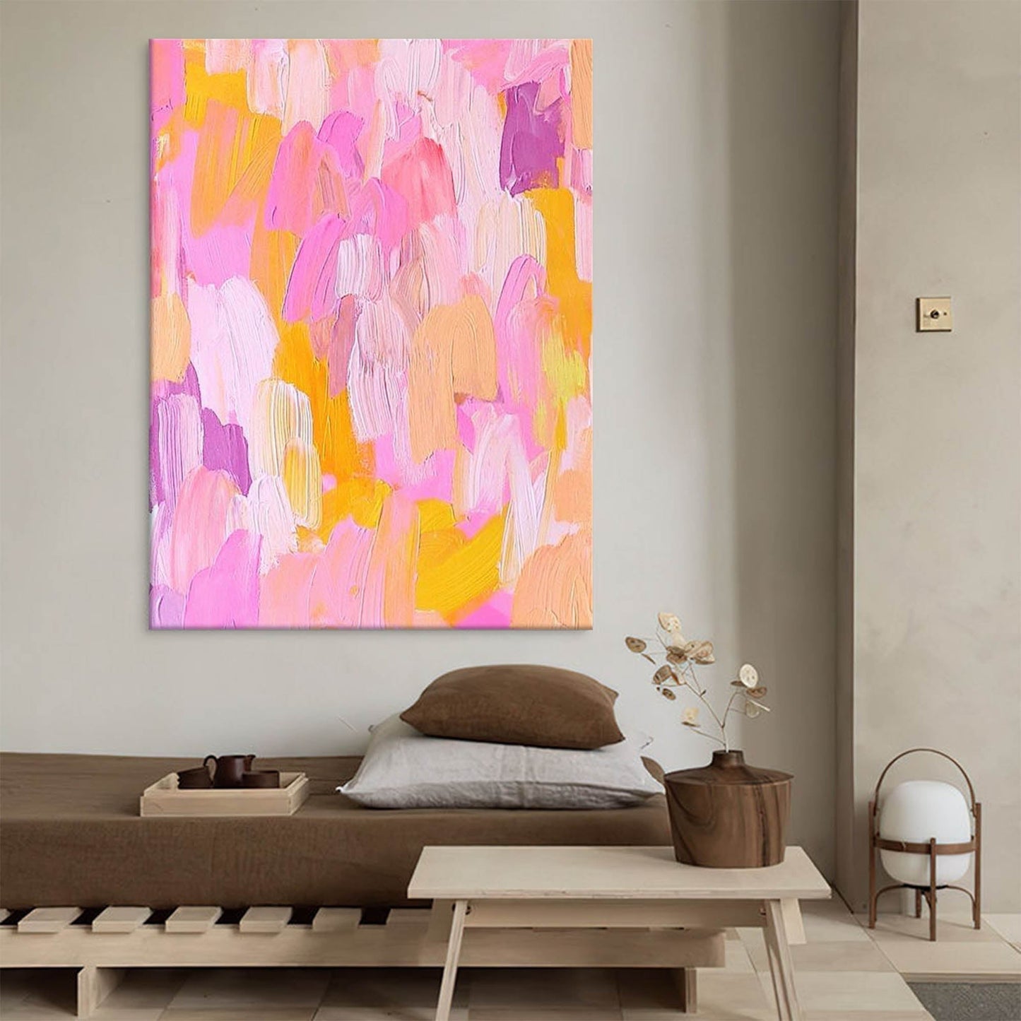 Blush Harmony Textured Abstract Art