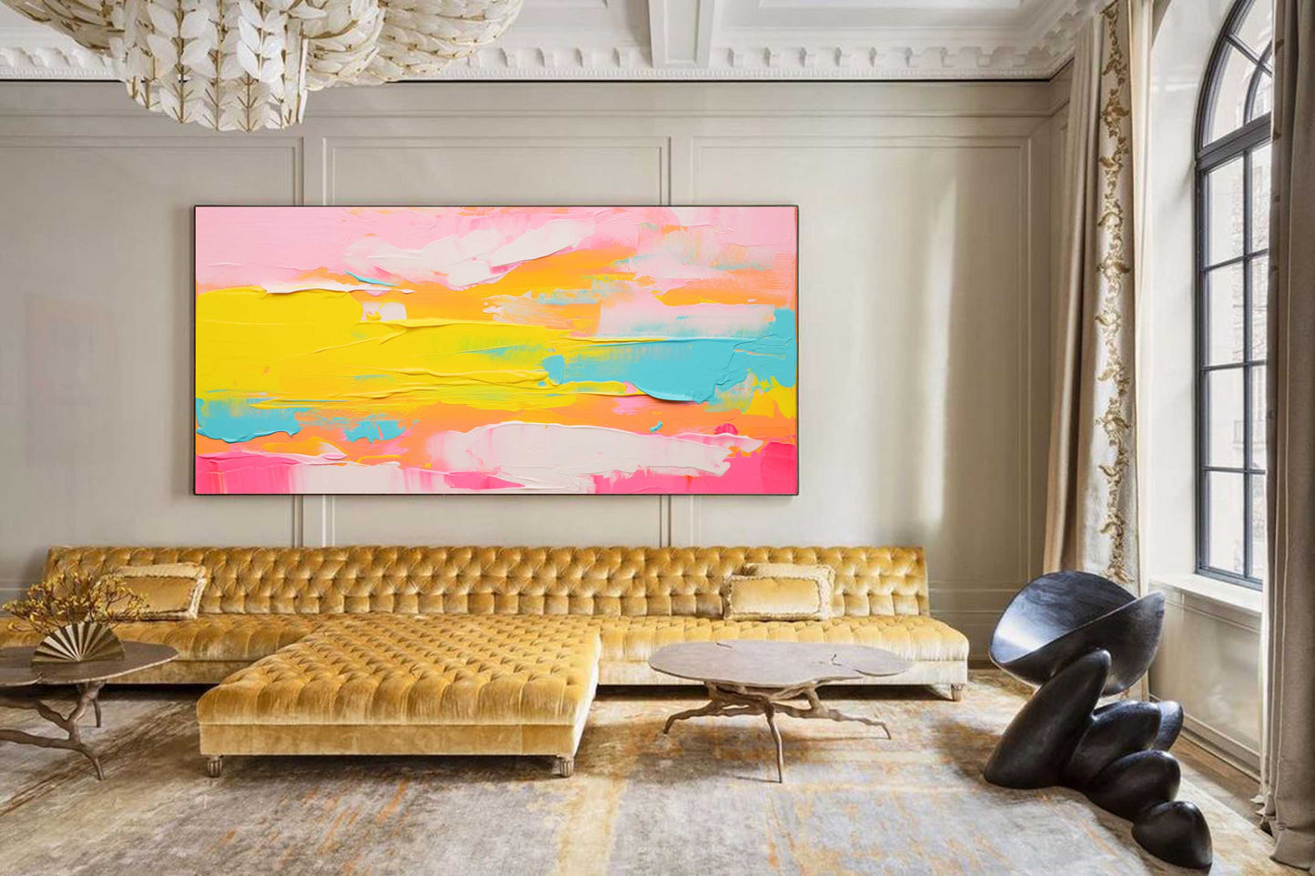 Golden Horizon Abstract Canvas