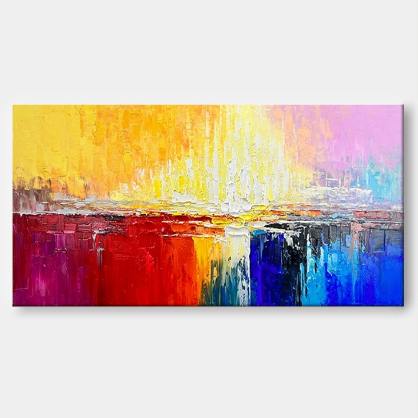 Vibrant Horizon Abstract Palette Knife Canvas Art