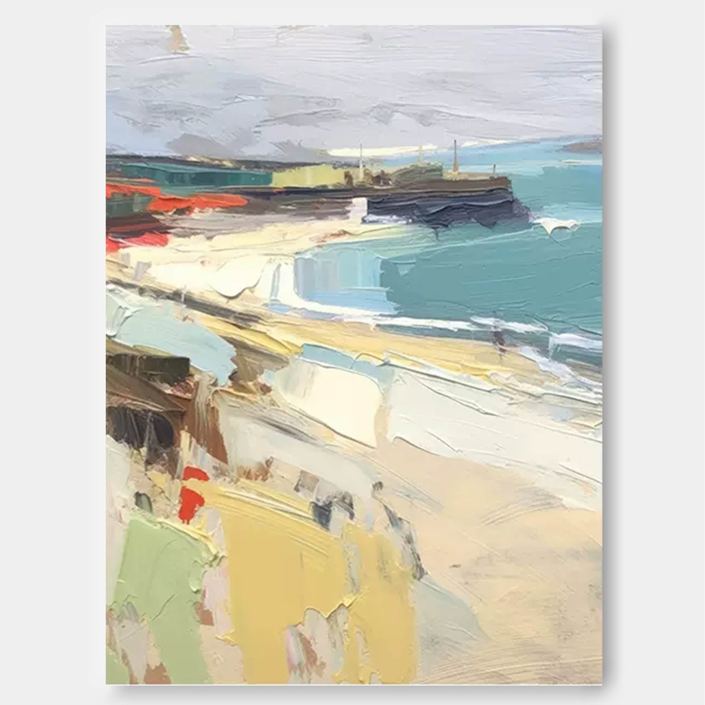 Serene Coastal Oil Painting