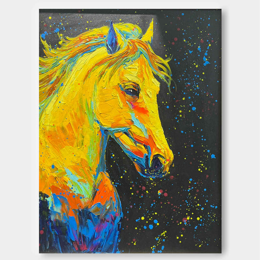 Vibrant Neon Horse in Cosmic Colors