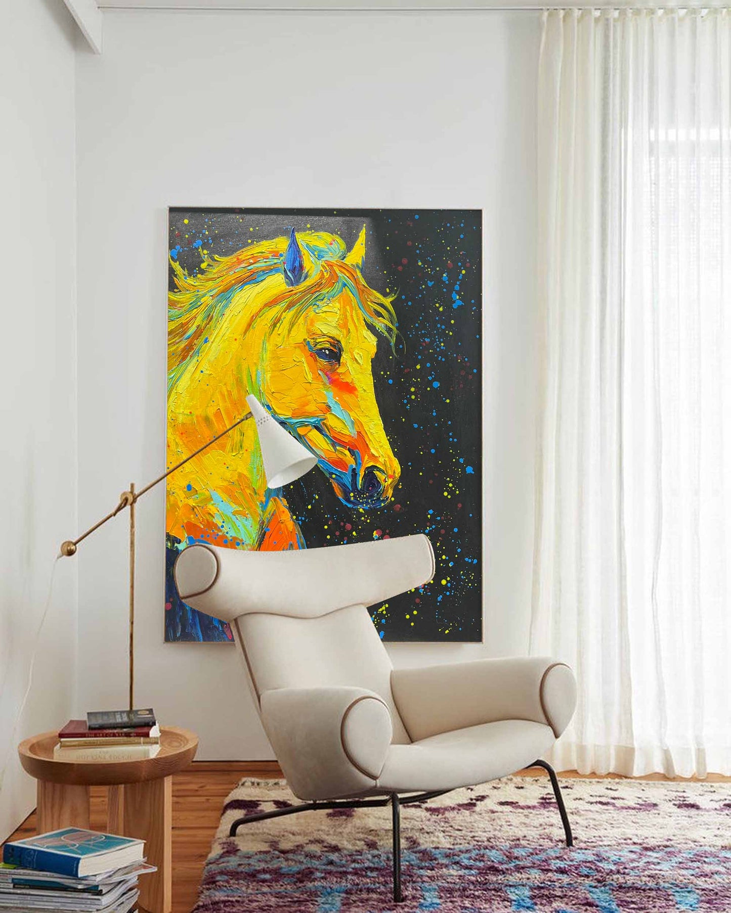 Vibrant Neon Horse in Cosmic Colors