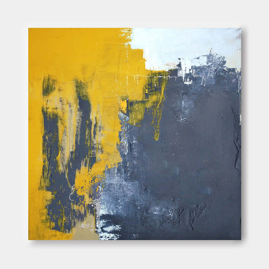 Modern Yellow and Grey Abstract Art