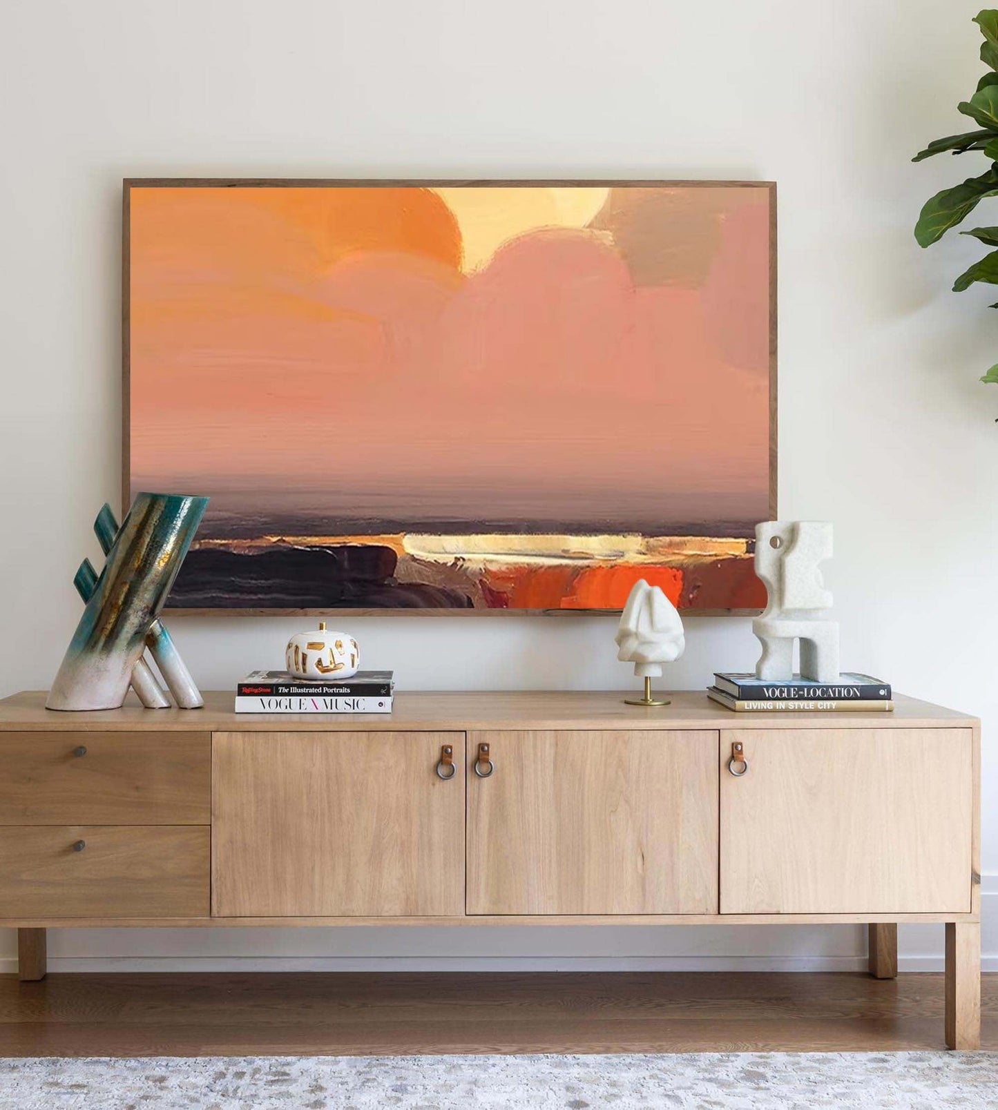 Serene Sunset Abstract Oil Art